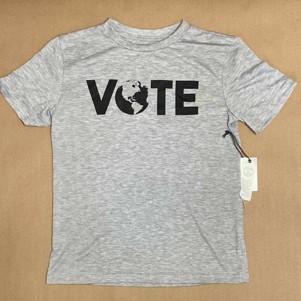 Vote grey  shirt earth youth size Large 10/12